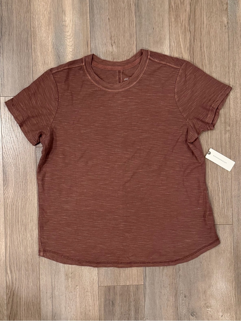 Anthropologie Pilcro Short Sleeve Crewneck Tee in Rust Brown
